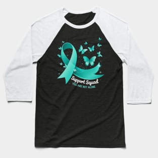 Support Squad Teal Ribbon Butterfly Addiction Recovery Baseball T-Shirt